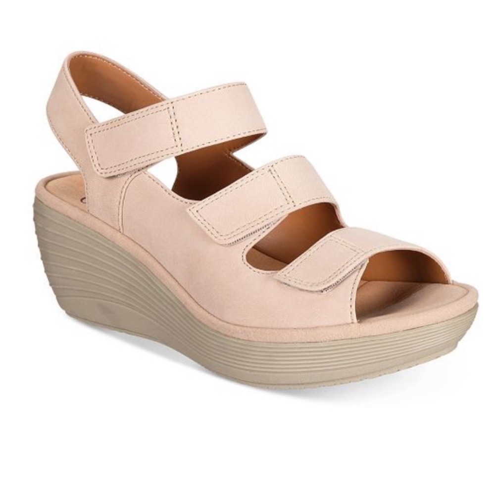 Clarks leather wedges
